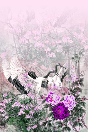 中国风定位花印花华亿平台图片