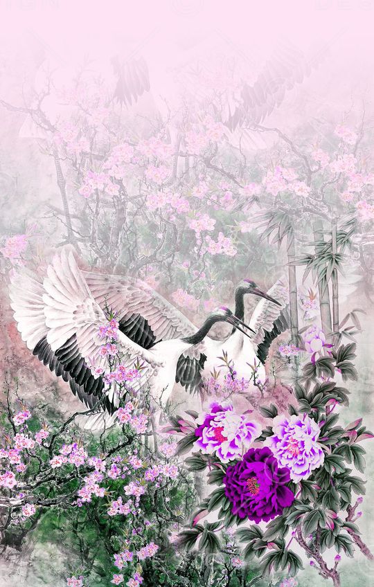 中国风定位花印花华亿平台图片