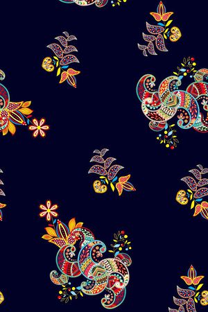 手绘佩斯利印花印花华亿平台图片