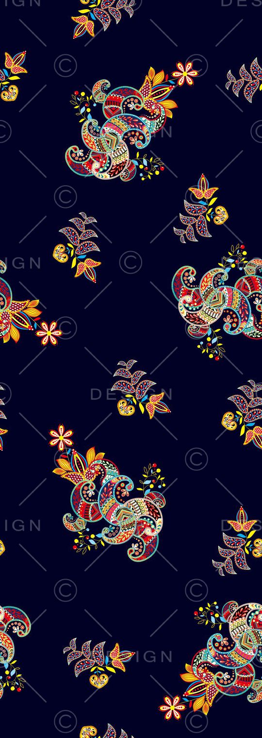 手绘佩斯利印花印花华亿平台图片