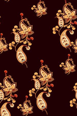 手绘佩斯利印花印花华亿平台图片