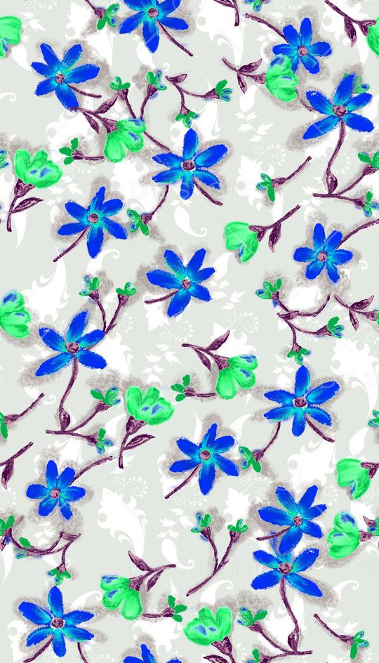 蓝色小碎花组合印花华亿平台图片