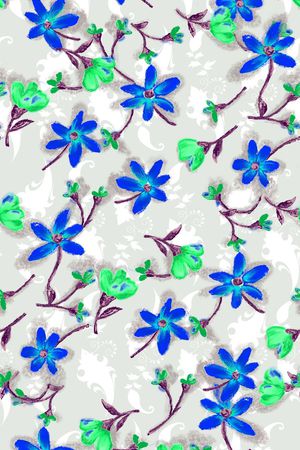 蓝色小碎花组合印花华亿平台图片