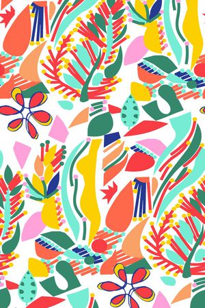 手绘矢量色块花纹印花华亿平台图片