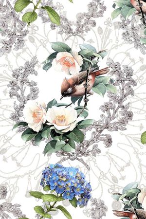 宝石链条绣球花鸟花卉印花华亿平台图片