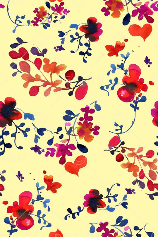 手绘水彩印花华亿平台图片