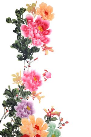 手绘水墨印花华亿平台图片