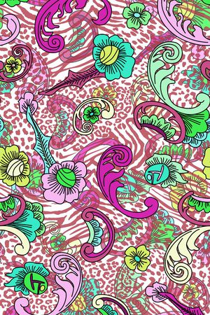 手绘矢量色块花纹印花华亿平台图片