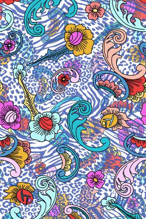 手绘矢量色块花纹印花华亿平台图片