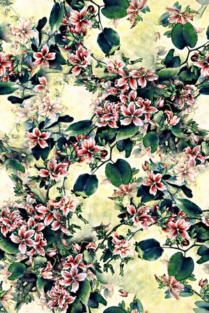 手绘中国风风水墨画数码印花印花华亿平台图片