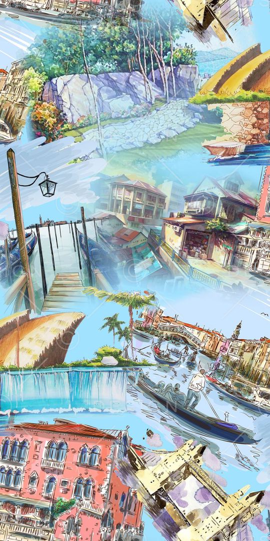 钢笔画印花华亿平台图片