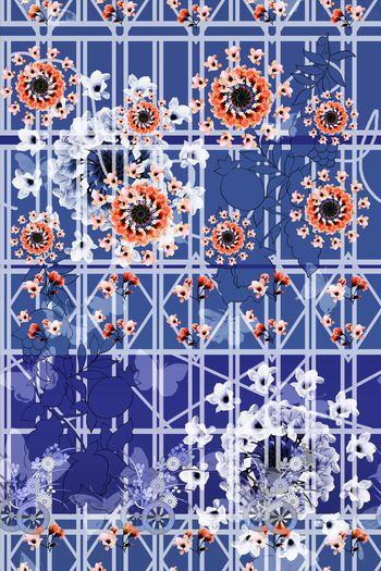 L.D~几何格子条纹印花华亿平台图片