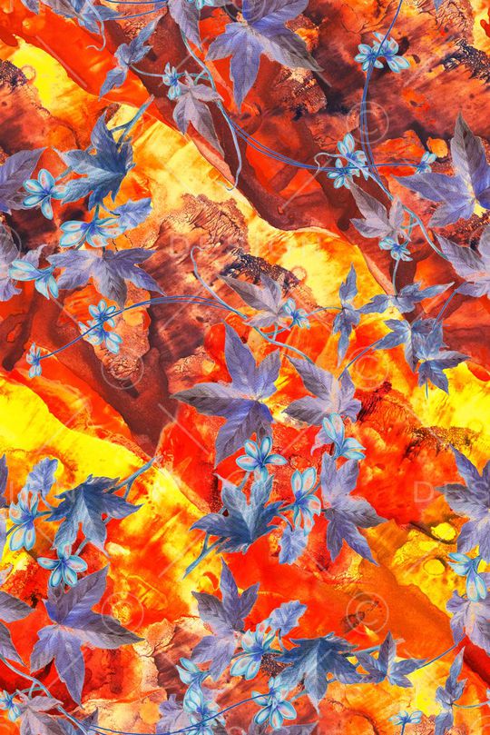 树叶印花华亿平台图片