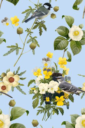 复古花鸟印花华亿平台图片