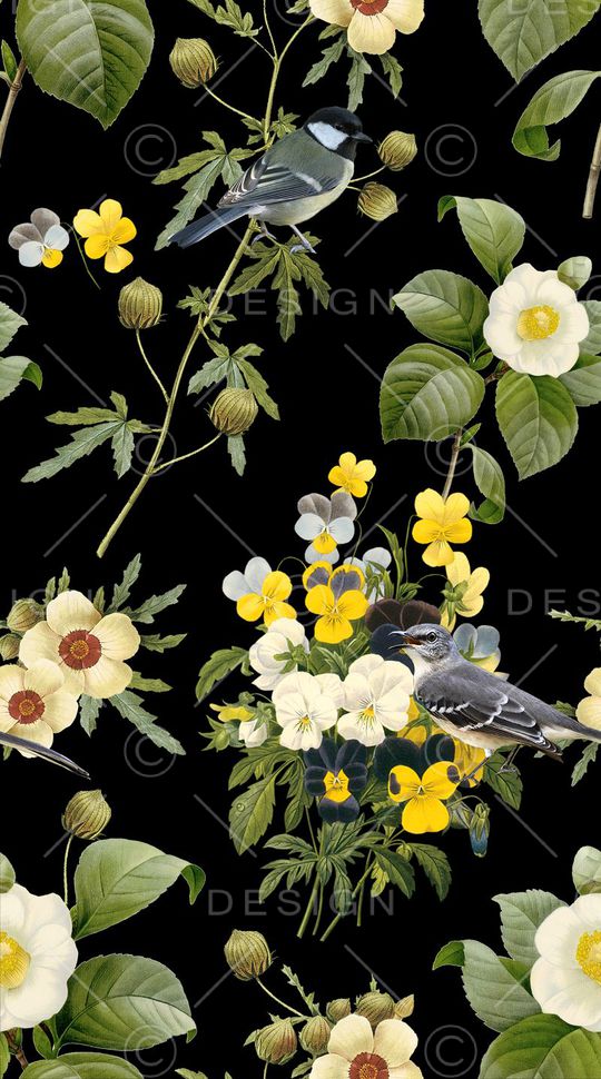 复古花鸟印花华亿平台图片