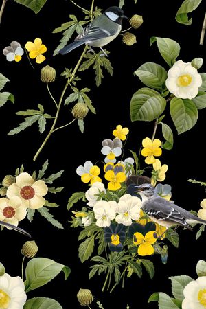 复古花鸟印花华亿平台图片