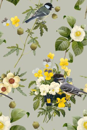 复古花鸟印花华亿平台图片