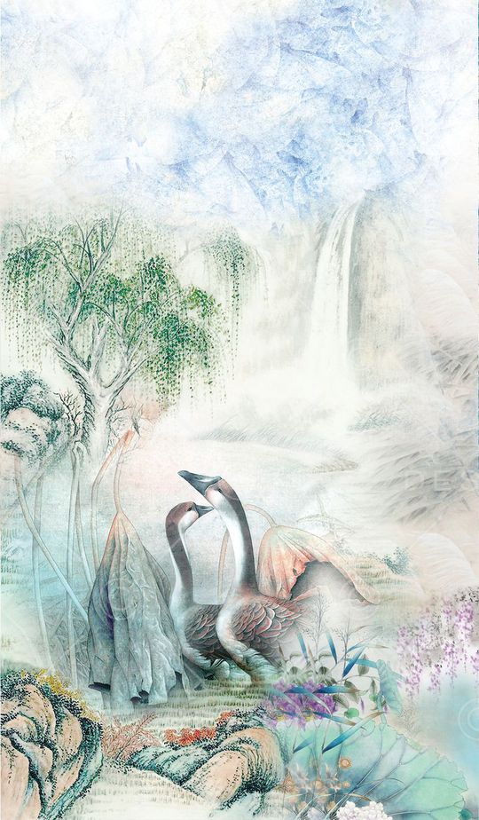 工笔印花华亿平台图片