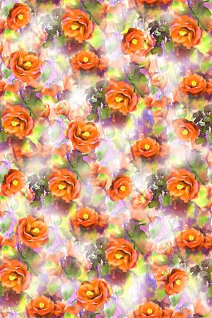 抽象手绘满版花卉印花华亿平台图片