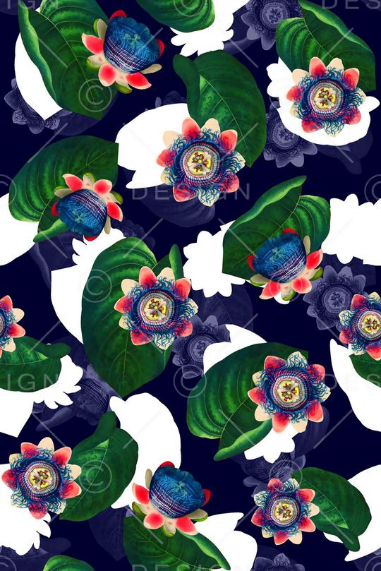 抽象手绘满版花卉印花华亿平台图片