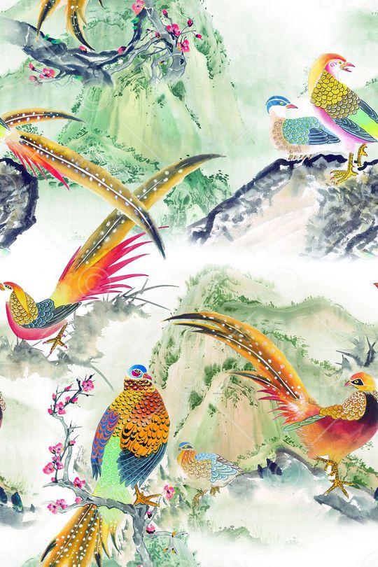 吉祥鸟印花华亿平台图片