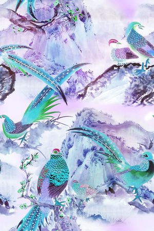 吉祥鸟印花华亿平台图片