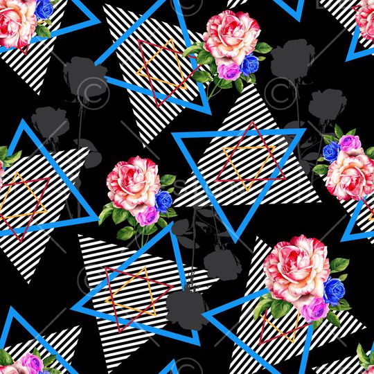 几何线条印花华亿平台图片