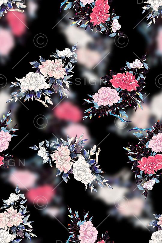 手绘抽象纹理花卉印花华亿平台图片