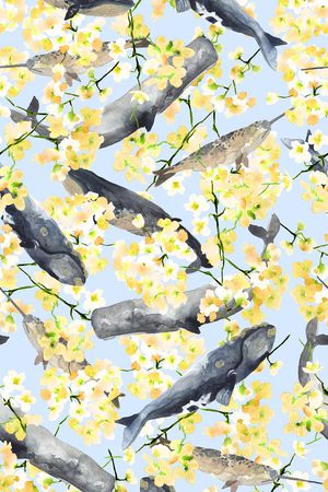 水彩手绘花卉印花华亿平台图片