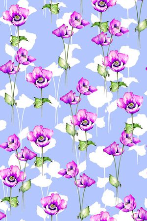 抽象手绘满版花卉印花华亿平台图片