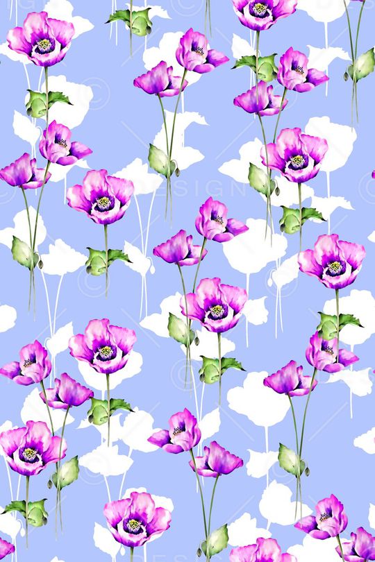 抽象手绘满版花卉印花华亿平台图片