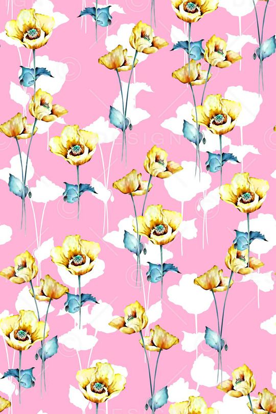 抽象手绘满版花卉印花华亿平台图片