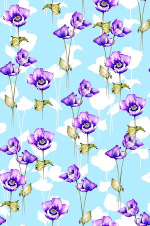 抽象手绘满版花卉印花华亿平台图片