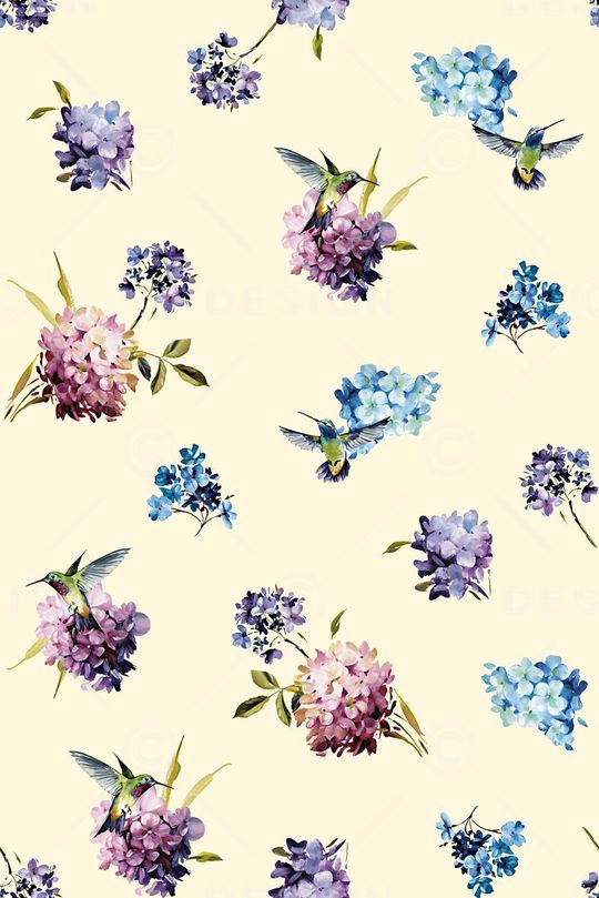 抽象手绘满版花卉印花华亿平台图片