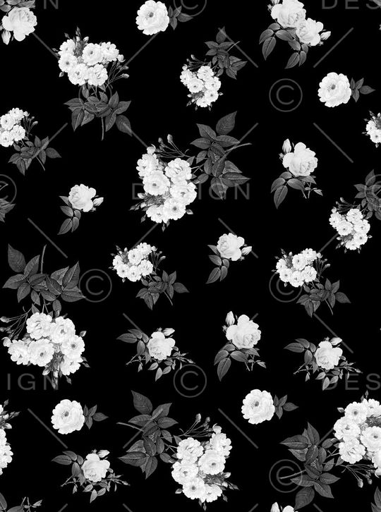 黑白花卉印花华亿平台图片