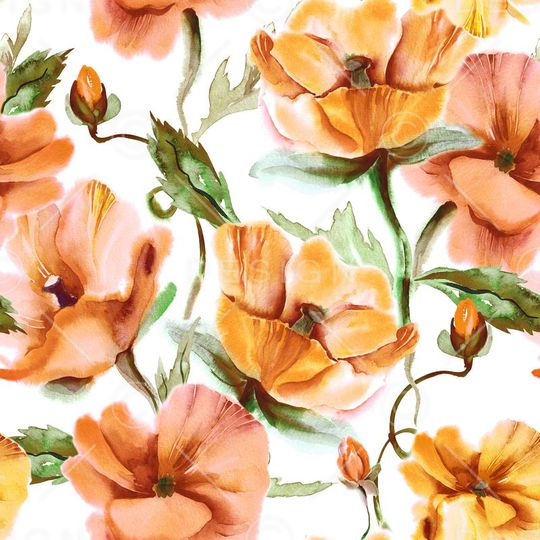 水彩图案印花华亿平台图片