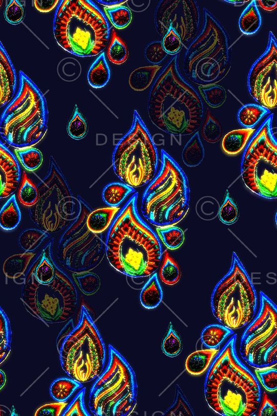 手绘佩斯利数码印花印花华亿平台图片