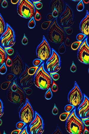 手绘佩斯利数码印花印花华亿平台图片