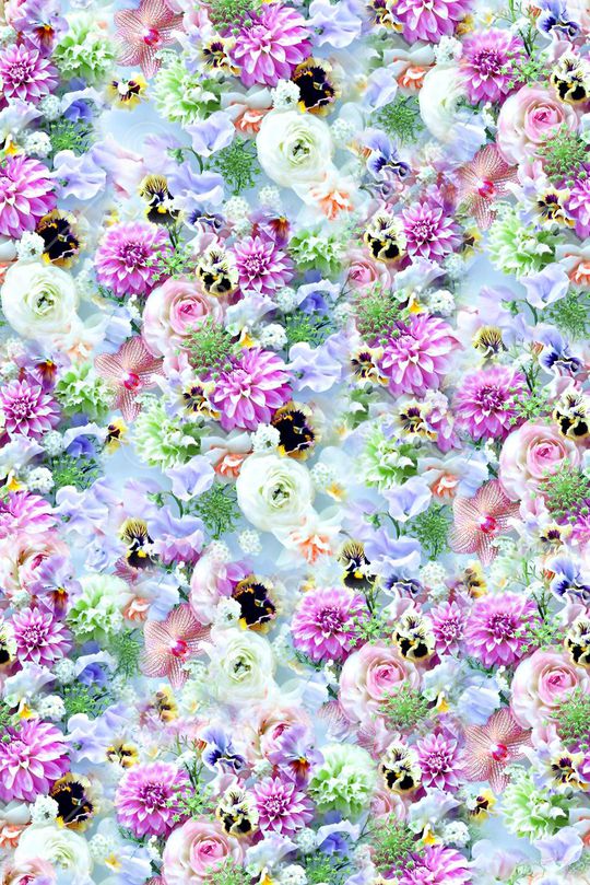 抽象手绘满版花卉印花华亿平台图片