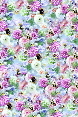 抽象手绘满版花卉印花华亿平台图片