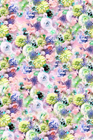 抽象手绘满版花卉印花华亿平台图片