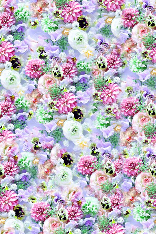 抽象手绘满版花卉印花华亿平台图片