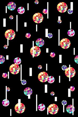 抽象手绘满版趣味彩球印花华亿平台图片