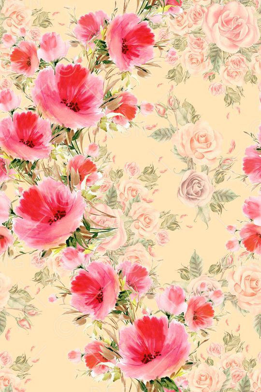 水彩花卉印花华亿平台图片