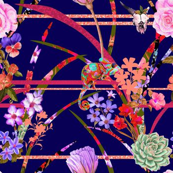 698174-蜥蜴切片花叶蓝