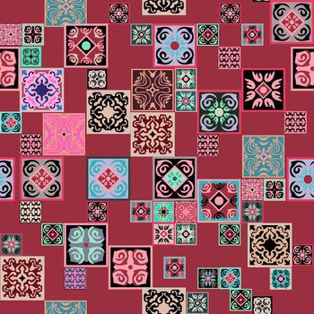 698263-方块民族瓷砖豆