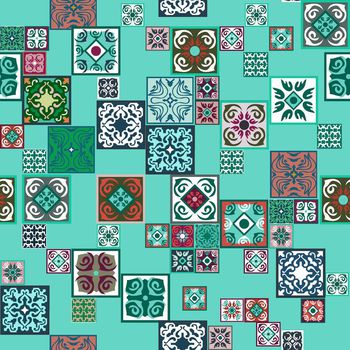 698265-方块民族瓷砖蓝