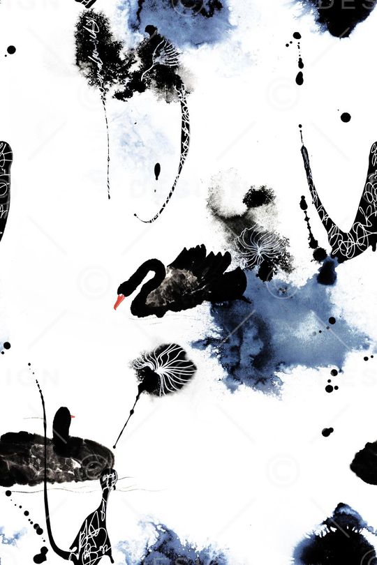 水墨印花华亿平台图片