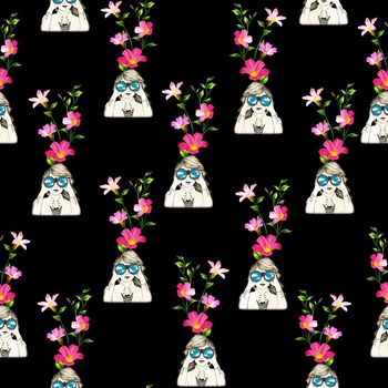 698322-望远镜女孩花卉