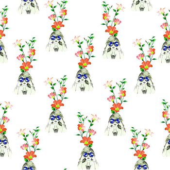 698323-望远镜女孩花卉白